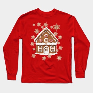 Gingerbread House Cute Snowflakes Cookies Long Sleeve T-Shirt